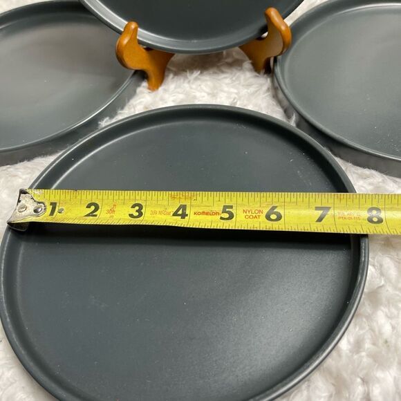 Stone Lain Stoneware Round Salad Plates Set Of 4, Coupe Matte charcoal gray. - Picture 5 of 5